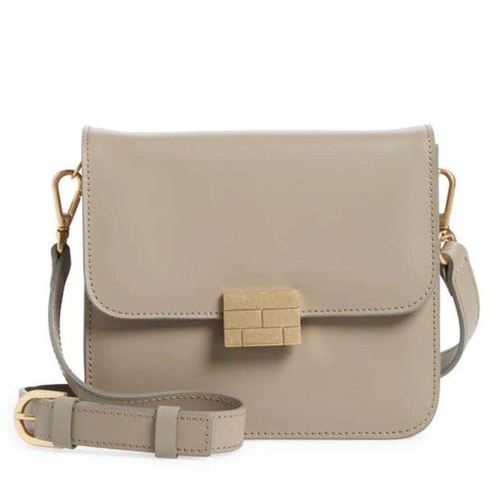 FRAME Le Signature Mini Leather Crossbody Bag in Taupe